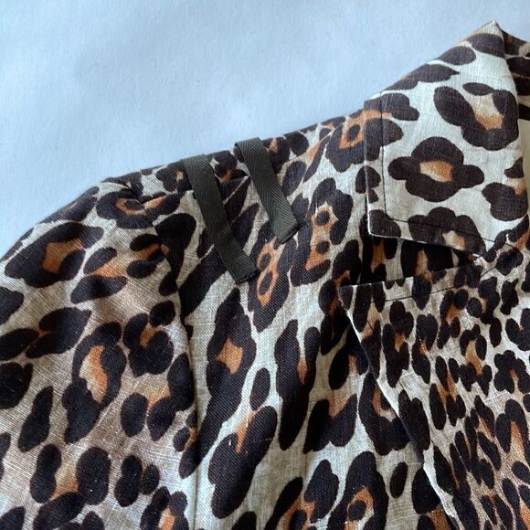 Animal Print Linen Blazer with Cool Details, Sz 6 - Picture 4 of 8
